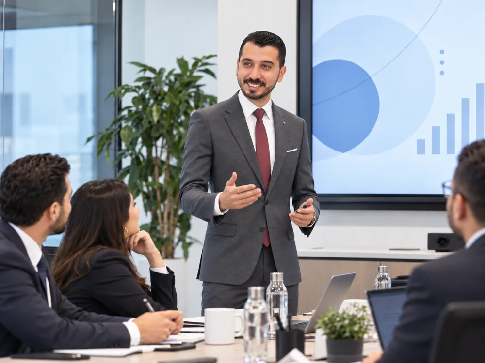 Mohammad Musallam presenting to a team